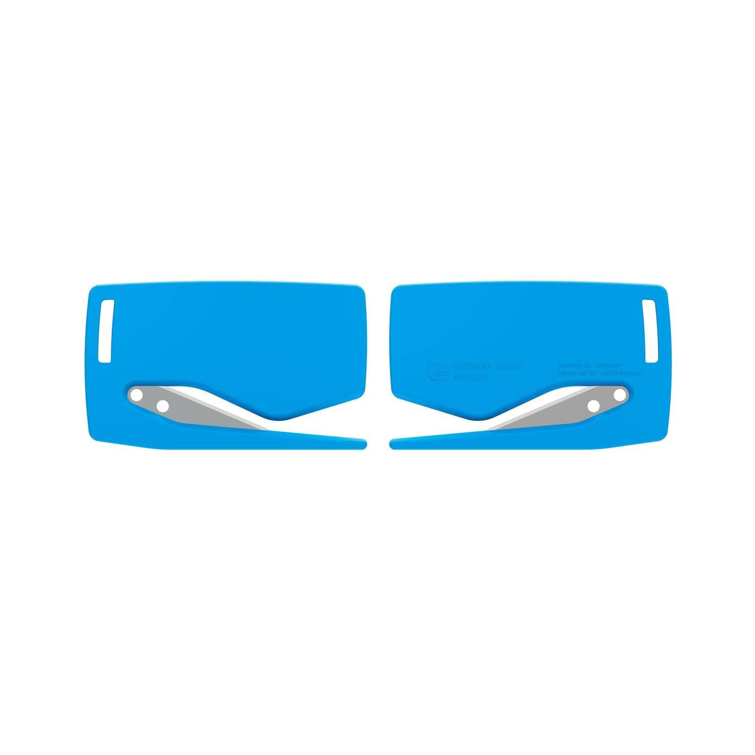 MARTOR 100 x Cuchillos de seguridad, Hoja oculta, SECUMAX VISICUT, Cúter profesional, ligero, plástico, Para diestros y zurdos | Cúter desechable, ojal, punta afilada, film & cinta, diestros & zurdos, logística & producción. No. 47022.16