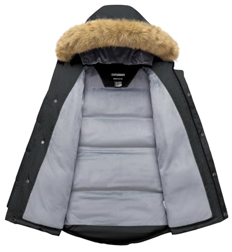 Image of Boy's Winter Coat Waterproof Kids Puffer Jacket Thicken Parka Fleece Lined Bubble Ski Snow Outerwear with Fur Hood