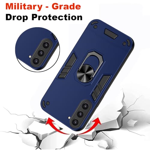 Image of amazon basics Kickstand Mobile Cover (360 Rotating Ring Holder) for Samsung Galaxy S23 Plus 5G (Blue)