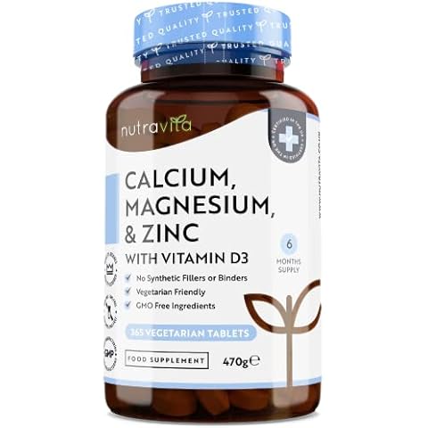 Nutravita Calcio 800mg, Magnesio 360mg, Zinc y Vit D - 365 Tabletas Vegetarianas Cover