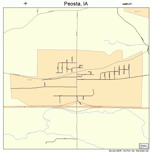 Large Street & Road Map of Peosta, Iowa IA Printed poster size wall atlas of your home town