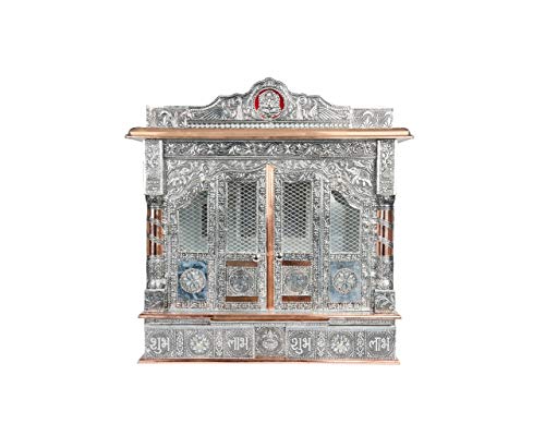 Puja mandir - wooden pooja temple 25" oxidized mandir with d…