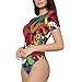 AIFAAFIIA Musical Graffiti Print Fashion Colourful Women'S Round Neck Short Sleeve Body Suits Bodysuits For Women