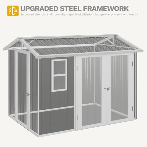 Image of DWVO 7x5ft Outdoor Storage Shed with Window & 3 Lockable Doors