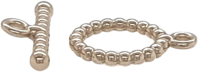 12.5MM 14K Solid Yellow Gold Beaded Toggle Clasp Striking Beaded Ring and Bar for Necklace and Bracelet Made in USA by CRAFT WIRE