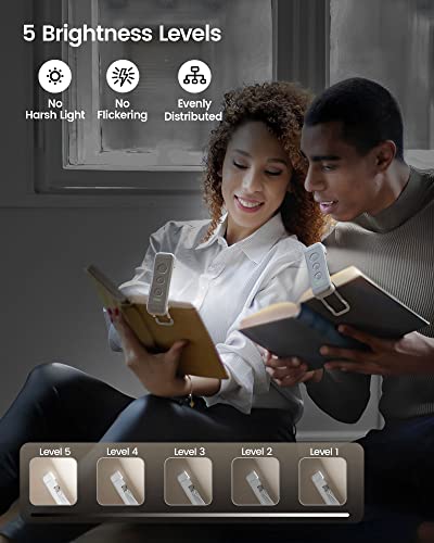 Image of Glocusent USB Rechargeable Book Light for Reading in Bed, Portable Clip-on LED Reading Light, 3 Amber Colors & 5 Brightness Dimmable, Compact & Long Lasting, Perfect for Book Lovers, Kids