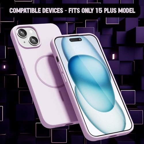 Image of Kratos Active Grip Silicone Case Cover Compatible with iPhone 15 Plus - Enhanced Protection, Wireless Magnetic Charging Case with Raised Edge Camera & Screen Protection, Shock-Resistant Design Violet