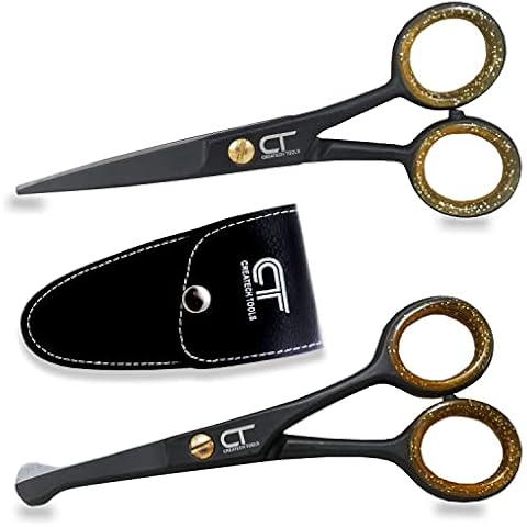 CT 4.5" Small Hair Scissors Set - Moustache & Beard Trimming for Men, Precise Facial Ear Nose Pubic Haircutting Round Tip Scissors for Baby Kids (Small Trimming Scissors Set) Cover