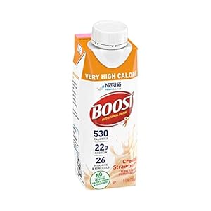 Boost Very High Calorie Strawberry Nutritional Drink – 22g Protein, 530 Nutrient Rich Calories, 8 Fl Oz (Pack of 24)