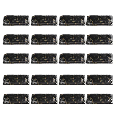 DOITOOL 50PCS Small with Clear Lid, Black Sushi Trays with Lids, ...