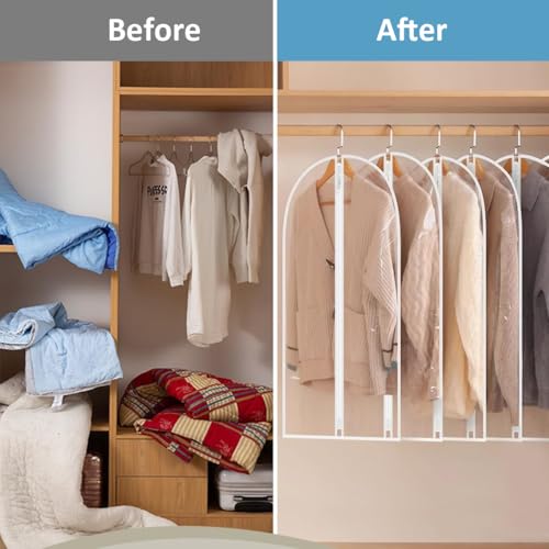 Image of HASTHIP 10 Pcs Clear Garment Bags 23.62x39.37in PEVA Zip Coat Covers