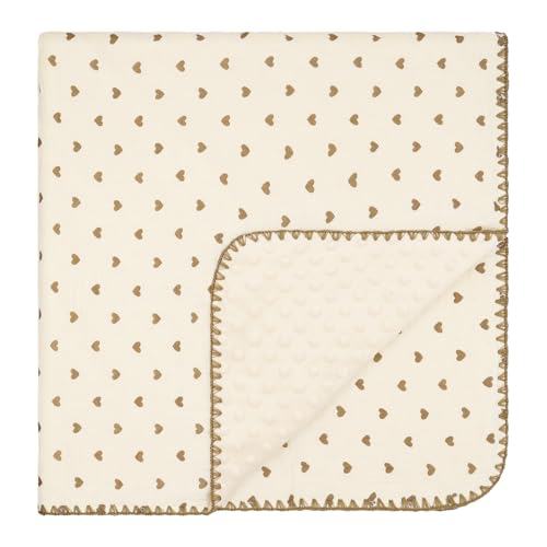 Image of Baby Blanket Double Layer Cotton Muslin, 40x40Inch Soft Minky Blanket with Dotted Backing, Baby Gifts for Girls Boys Toddlers Newborn (Heart)