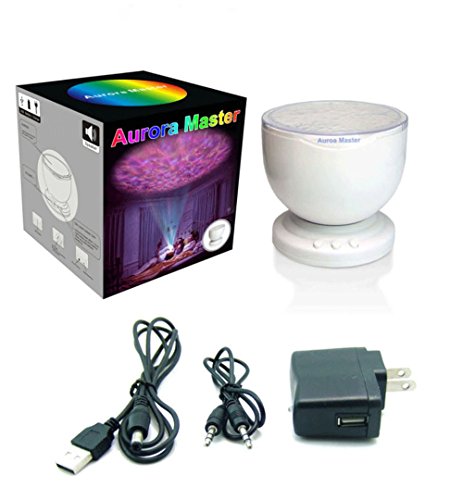 Aurora Master Projector 12 LED Multicolor Desk Night Light Built-in Mini Speaker Rechargeable Novelty Lighting Clearance by Carmen