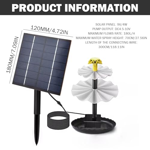Kit de fuente de agua solar de 4 W con panel separado y cable de 3 m para estanques y jardines 4