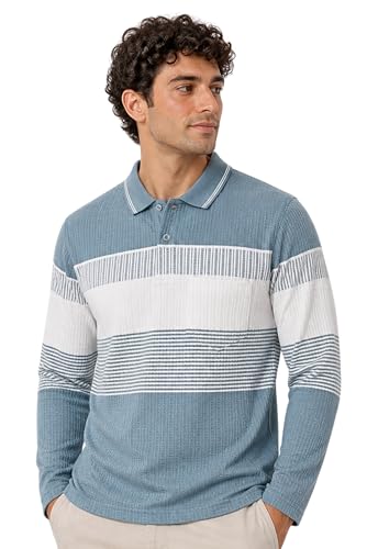 Image of SANE ORIGINALS Full Sleeves Textured Polo Tshirt for Men with Pocket || Long Sleeves Collar and Pocket T-Shirt for Men