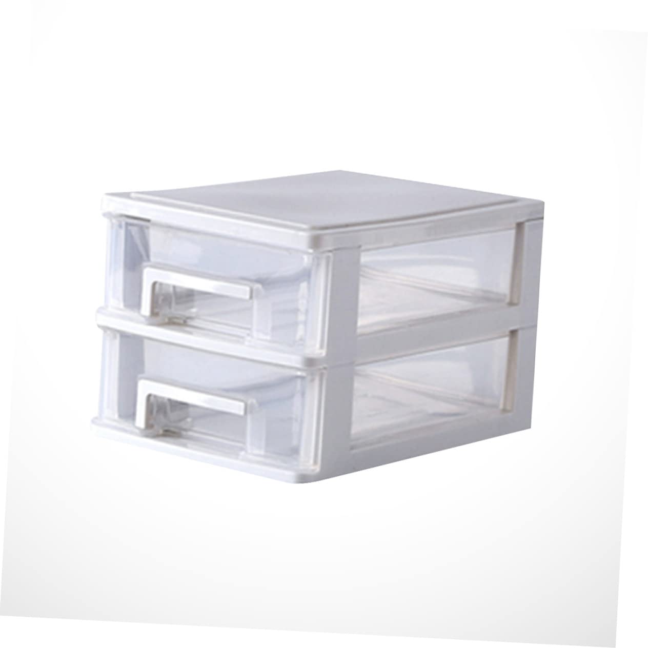 POPETPOP Cassettiera in Plastica Trasparente a Due Strati in Pp Cassetti Organizer da Scrivania Bianco Salvaspazio per Bagno e Ufficio