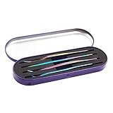 1 Pc Eyelash Extension Tweezers Storage Case Professional Travel Small Box Portable Tin Holder Container for Tweezer, Blue