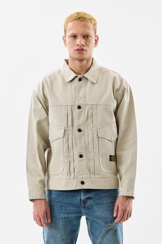 Image of SNITCH Men Casual Jacket | Relaxed Fit Point Collar Solid Style Full Sleeve | 100% Cotton Twill Weave Durable Design With 4 Pockets For Everyday Outings Wear