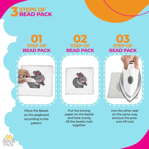 BeadsPack Fuse Beads Kit for Kids with 22000 Beads 2.6mm - 3 Pegboard, 2 Tweezers, 3 Pattern & Iron Paper – 24 Assorted Color Iron-On Melty Beads for Kids Crafts & Gift – Ideal for All Occasions