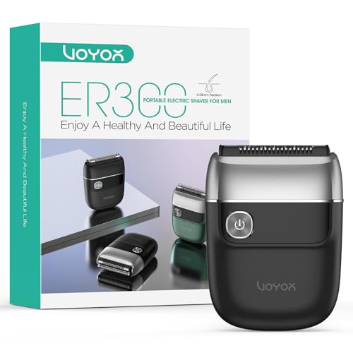 VOYOR Afeitadora Eléctrica para Hombre Portátil Uso en Seco y Húmedo Resistente al Agua IPX6 Doble Cuchilla Flotante 3D Ideal para Viajes Recortadora de Barba Ligera y Portátil ER300 (Plata)
