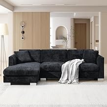 Deep Seat Oversized L Shaped Modular Sectional Sofa with Extra Wide Chaise, 4 Seater Cloud Lounge Sofa Corner Couch with Metal Legs and Detachable Cushions for Living Room Apartment, Chenille Fabric