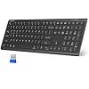 TECKNET Bluetooth Keyboard Rechargeable, 4-Device (2.4G+BT) Wireless Keyboard, Full Size Computer Keyboard with Stand, Ultra-Slim Quiet Typing, for PC/Laptop/Smart TV/Phone/Tablet, 12 Hotkeys