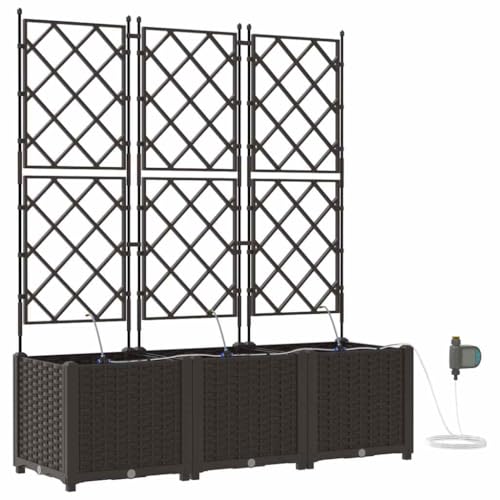 vidaXL Gartenpflanzer Braun 120 x 40 x 142 cm Stahl, Gartenpflanzer, modernes Design, robuster Behälter für Kräuter, Blumen, Gemüse, einfache Bewässerung.