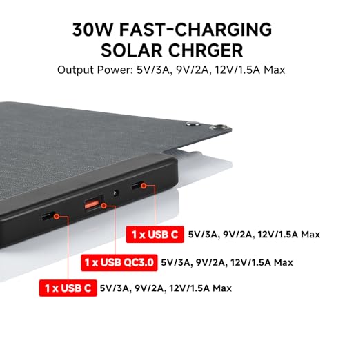 Cargador solar de 30W panel solar plegable USB-C impermeable IP67 para outdoor 5