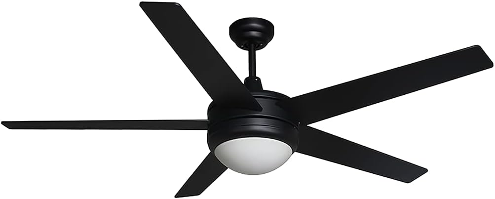 5-Blade Contemporary MB Ceiling Fan W/Matte Black/Walnut Reversible Blades