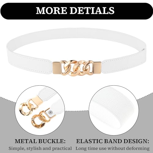 Women Elastic Skinny Belt, Stretchy Thin Belt Invisible Stretch Belts with Gold Buckle Ladies Waist Belt Dress Belt2