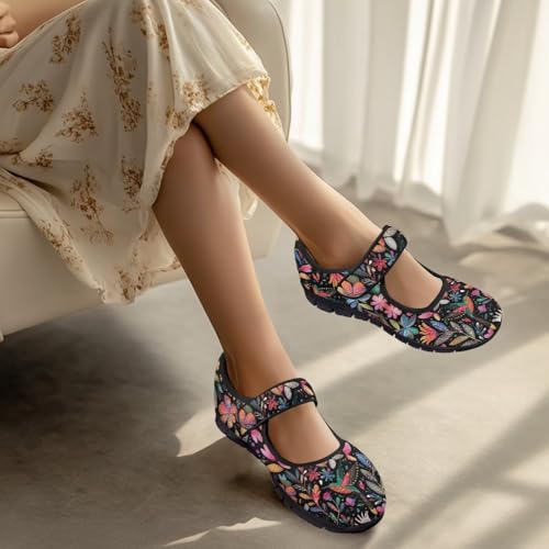 Jeiento Flower Mary Jane Shoes for Women Dressy Ballet Flats Mesh Breathable Casual Footwear Round Toe Wide Shoe4