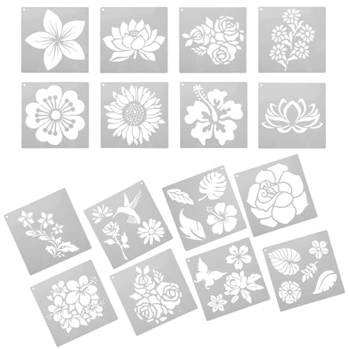 Plantillas para pintar flores en manualidades familiares con 16 diseños de PET lavable JEWEDECO