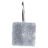 Rolling Shower Curtain Rings - Set of 12 twinkle diamond decorative Hooks