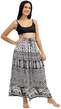 Saia Maia Indiana Longa Estilo Hippie Vrs Cores (Branco)