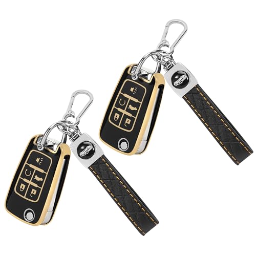 Coque de clé Chevy en TPU souple noir avec porte-clés pour Chevrolet Malibu et Camaro x2