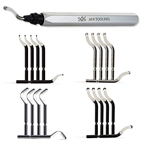 AFA Tooling - Deburring Tool Micro-Polished & Anodized Handle with 21 M2/M35 Cobalt HSS Blades, Deburring Tool 3D Printing, Reamer Tool for Metal, PVC, Copper Pipe, Plastic, Resin & 3D Printed Edges