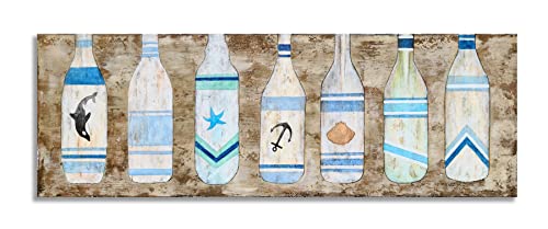 Yihui Arts Drift Bottle Canvas Wall Art - Rustic Coastal Painting for Farmhouse Living Room Decor - Image 3