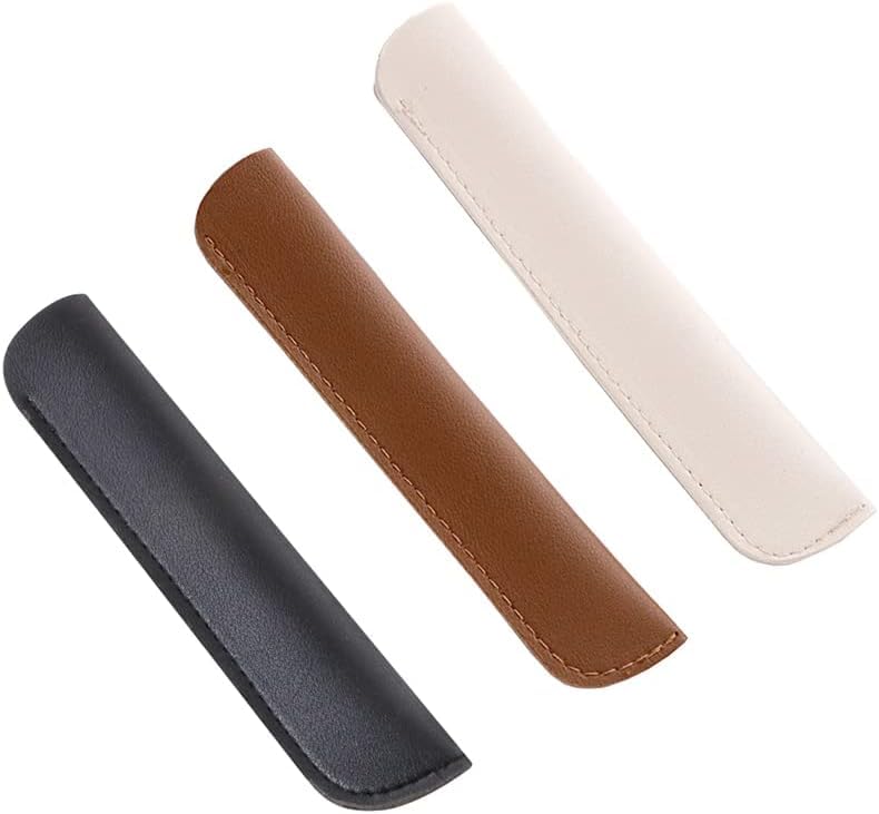 Image of 3Pcs Leather Pen Sleeve Single Pen Case Holder Pencil Pouch Pen Protective Sleeve Cover for Ballpoint Pen,Pencil Holders,Desk Supplies Holders and Dispensers