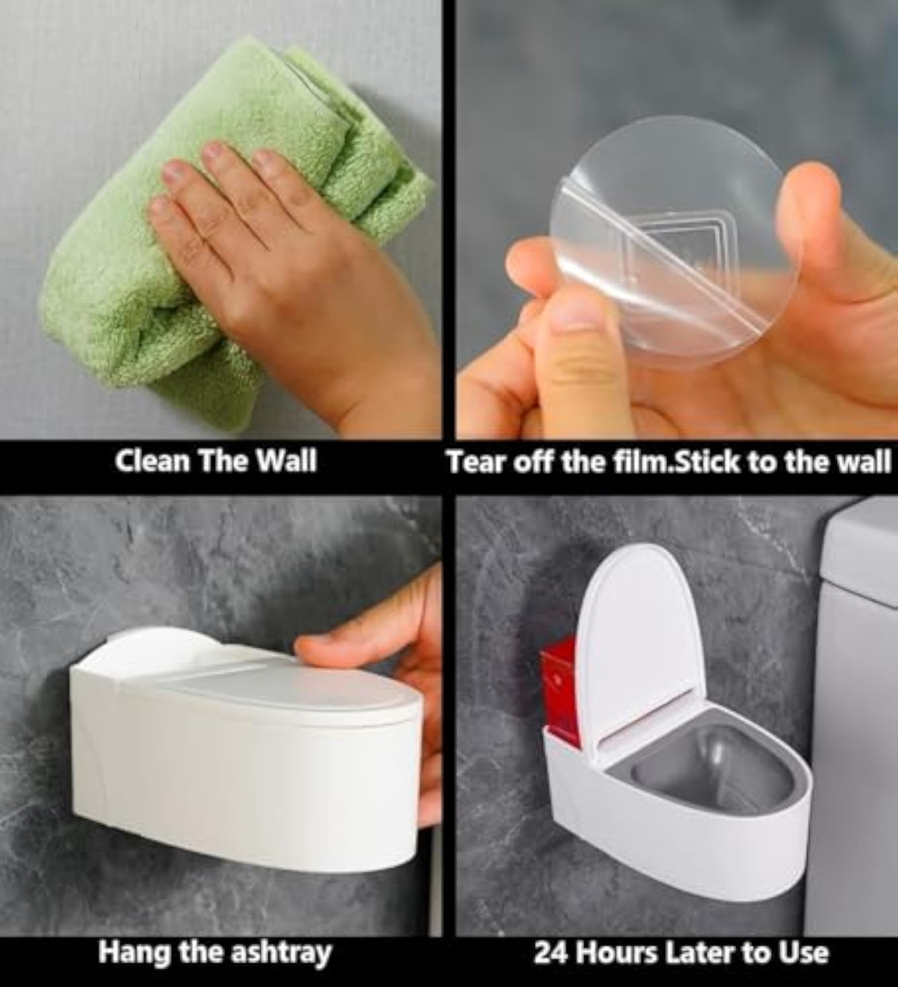 Wall-Mounted Cigarette Ashtray with Lid