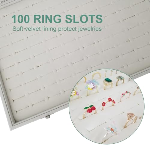 BesyPro 100-Slot Ring Organizer Box with Dust-Proof Transparent Glass Lid by BesyPro - Used condition - Image 3