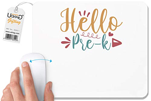 UDNAG White Mousepad 'School | Hello pre-k' for Computer / PC / Laptop [230 x 200 x 5mm]