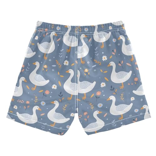 ALAZA Duck Flower Blossom Daisy Boys Quick Dry Beach Board Shorts Kids Swim Trunks Bathing Suit Swimsuit2