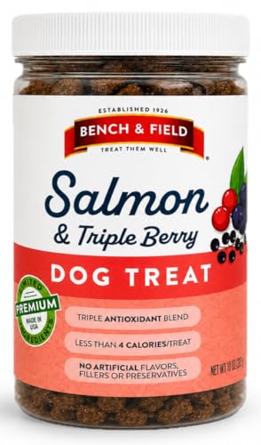 Bench & Field Holistic Natural Salmon & Triple Berry Dog Treats | Crunchy Bone-Shaped Bites...