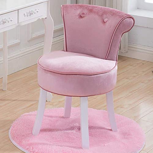 GWW Chair Shabby Chic Padded Vanity Stool, Fan Back Dressing Chair with Wood Leg