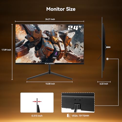 Image of 24 inch Flat Gaming Monitor Full HD 1920x1080, 180Hz,1ms, Adaptive-Sync, Eye-Care Technology,HDMI, DisplayPort, HDMI*1 /DP*1 /USB*1, 3-Side Virtually Borderless Design,Support Wall Mount Install