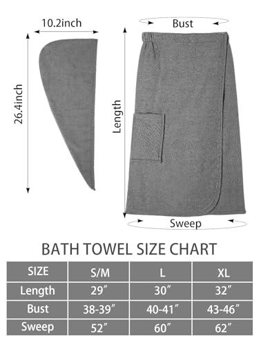 Image of Air Curvey Soft Wrap Towel for Women Lightweight Spa Body Wrap Shower Wrap Robe Adjustable Closure Bathrobe with Pocket Gray XL