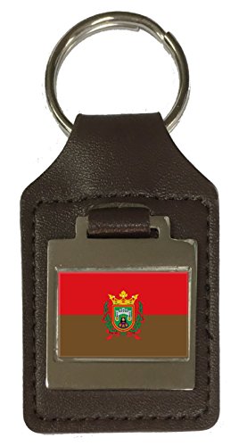 Porte-clés en cuir gravé drapeau espagnol anti-perte solide