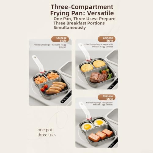 Poêle antiadhésive Zoegneer à compartiments pour simplifier la préparation des repas du matin - 6