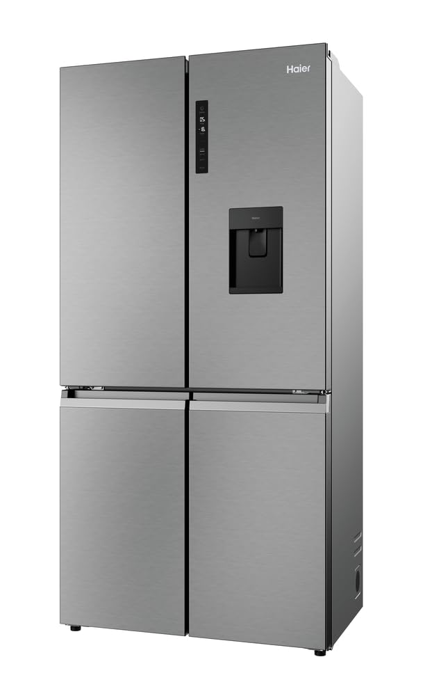 Haier Cube 90 Series 5 SH5CREH209MP - Frigorífico Americano 525L, 4 Puertas, Dispensador agua, Antibacterias, Motor Inverter, My Zone, Total No Frost, Ancho 90,8 cm, Alto 190 cm, Luz LED, Inox