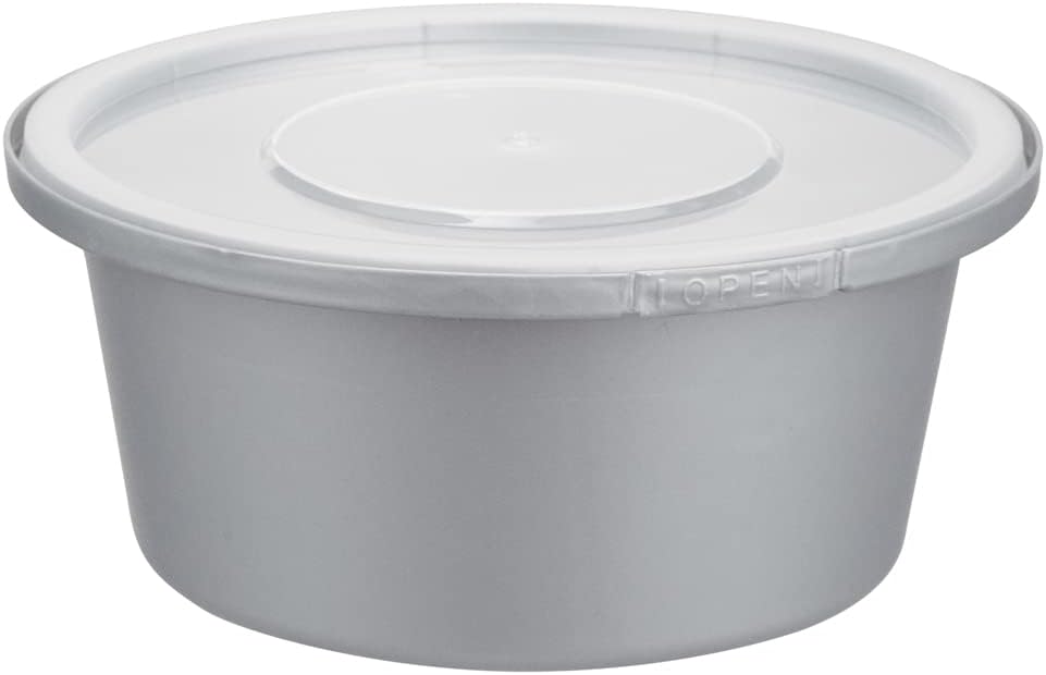 Restaurantware Futura 8.5 Ounce Meal Prep Bowls With Lids 100 Tamper-Evident To Go Bowls - Microwavable Disposable Silver Plastic Food Containers With Lids